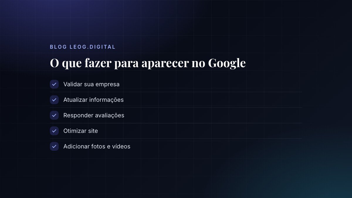 Lista de ações para aparecer no Google.