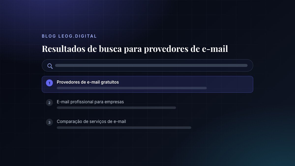 Resultados de busca sobre provedores de e-mail.