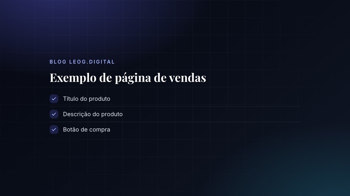 Exemplo de uma página de vendas com título e botão.