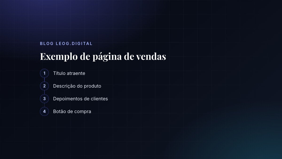 Interface de uma página de vendas com elementos essenciais.