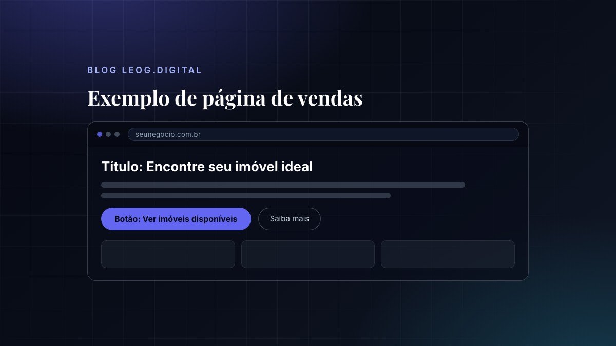 Interface de uma página de vendas de imóveis.